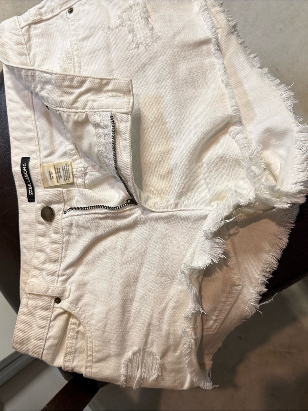 Billabong White Distressed Denim Jean Shorts